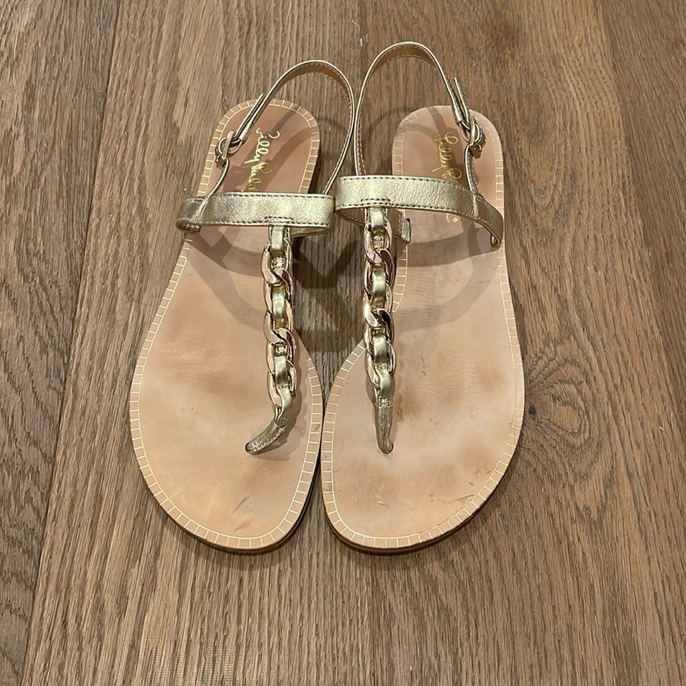 Lilly Pulitzer Gold Chain Thong Sandals